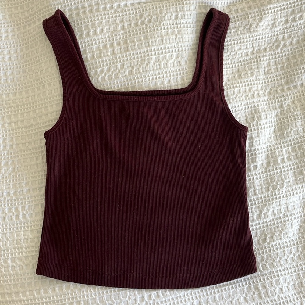 Ribbed Square Neck Top